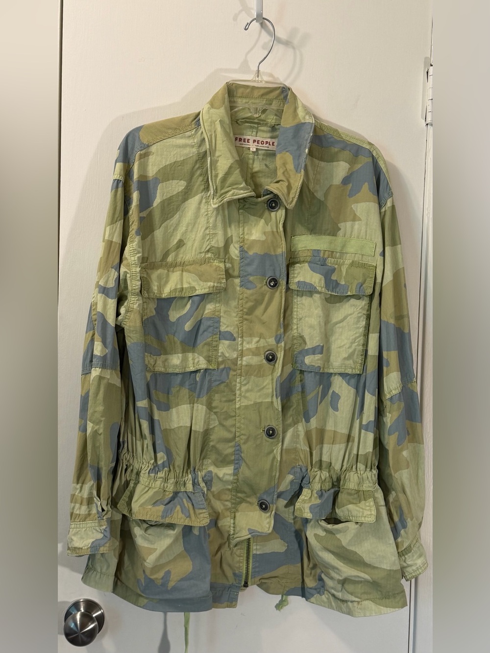Free People Green and Olive Camouflage Utility Jacket